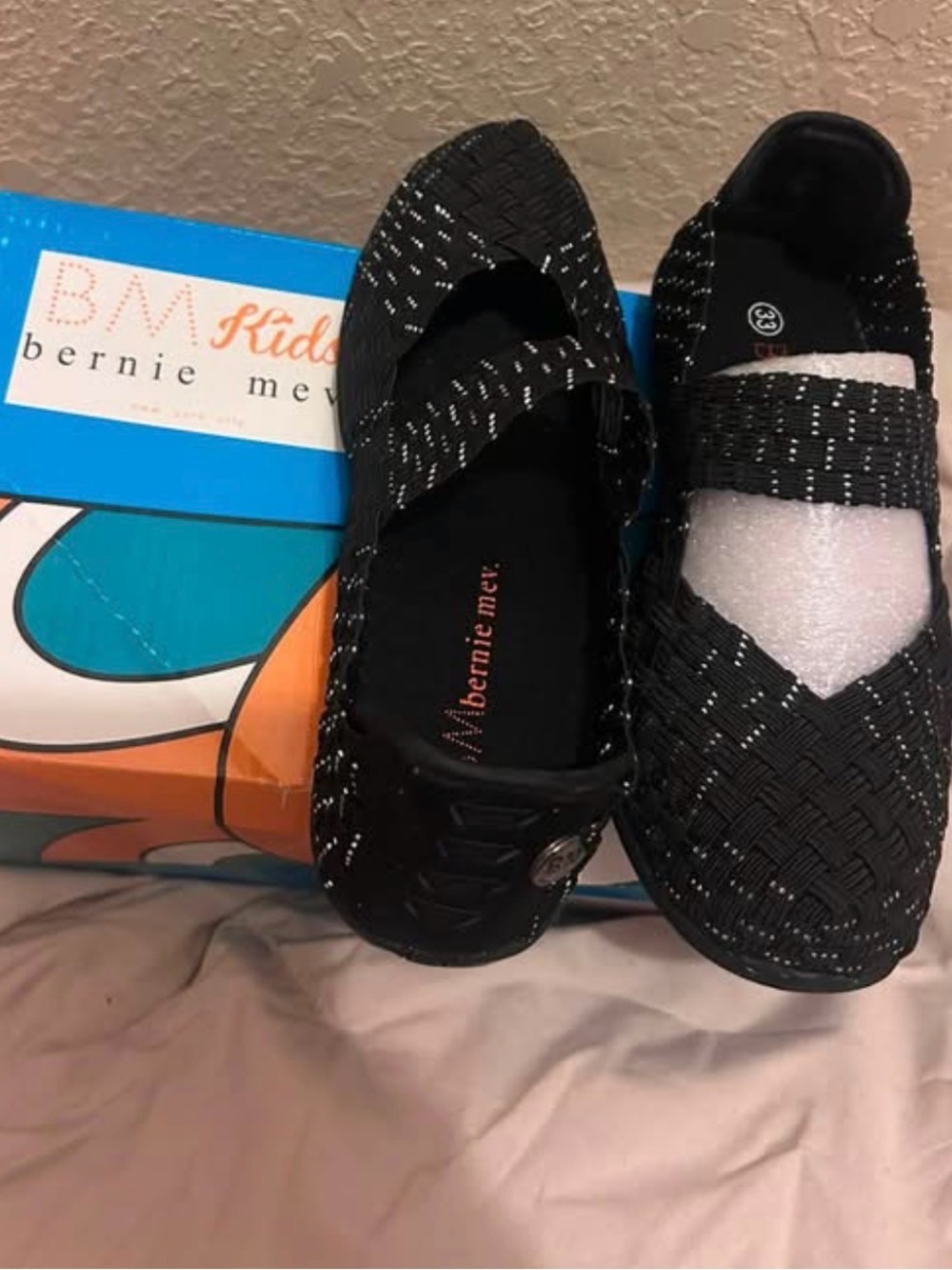 bernie mev. Kids Black Woven Mary Jane Moccasins